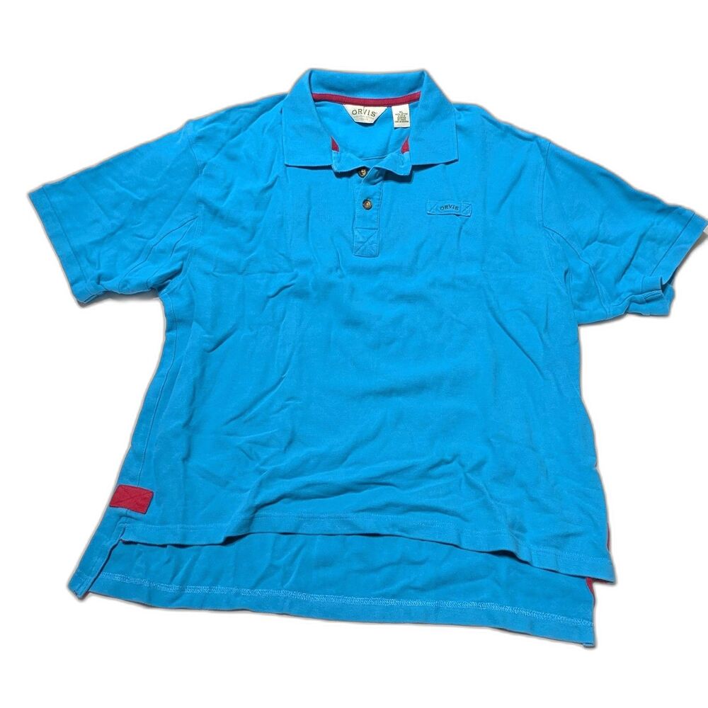 Orvis Men's XL Polo Shirt Teal Turquoise 100% Cotton